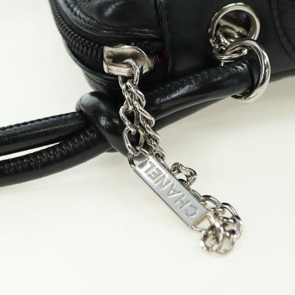 CHANEL Cambon Line Matelasse Shoulder Bag Leather Black Silver CC Auth bs34918M