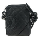 CHANEL Cambon Line Matelasse Shoulder Bag Leather Black Silver CC Auth bs34918M-2