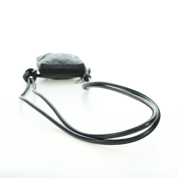 CHANEL Cambon Line Matelasse Shoulder Bag Leather Black Silver CC Auth bs34918M