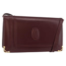 CARTIER Must Line Shoulder Bag Leather Bordeaux Gold Auth bs34921A-1