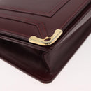 CARTIER Must Line Shoulder Bag Leather Bordeaux Gold Auth bs34921A-10