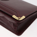 CARTIER Must Line Shoulder Bag Leather Bordeaux Gold Auth bs34921A-11