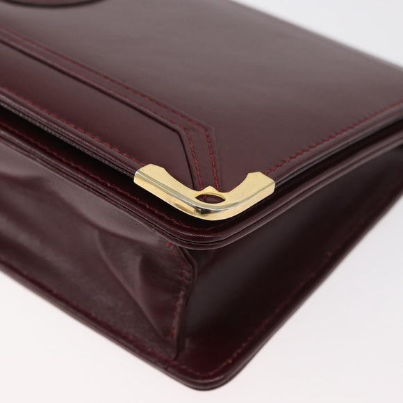 CARTIER Must Line Shoulder Bag Leather Bordeaux Gold Auth bs34921A