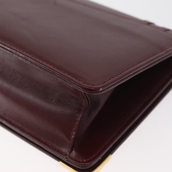 CARTIER Must Line Shoulder Bag Leather Bordeaux Gold Auth bs34921A