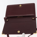 CARTIER Must Line Shoulder Bag Leather Bordeaux Gold Auth bs34921A-15