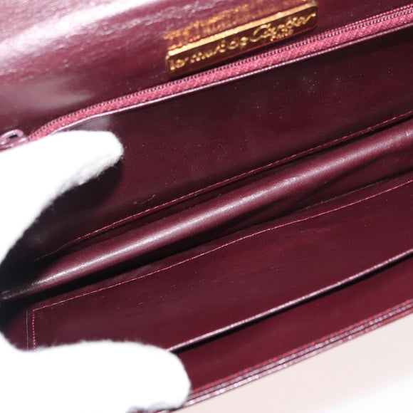 CARTIER Must Line Shoulder Bag Leather Bordeaux Gold Auth bs34921A