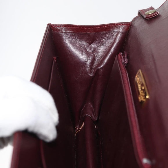 CARTIER Must Line Shoulder Bag Leather Bordeaux Gold Auth bs34921A