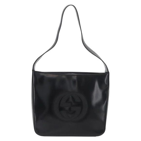GUCCI Shoulder Bag Patent leather Black Silver 000 0506 1013 Auth bs34922