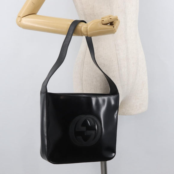 GUCCI Shoulder Bag Patent leather Black Silver 000 0506 1013 Auth bs34922