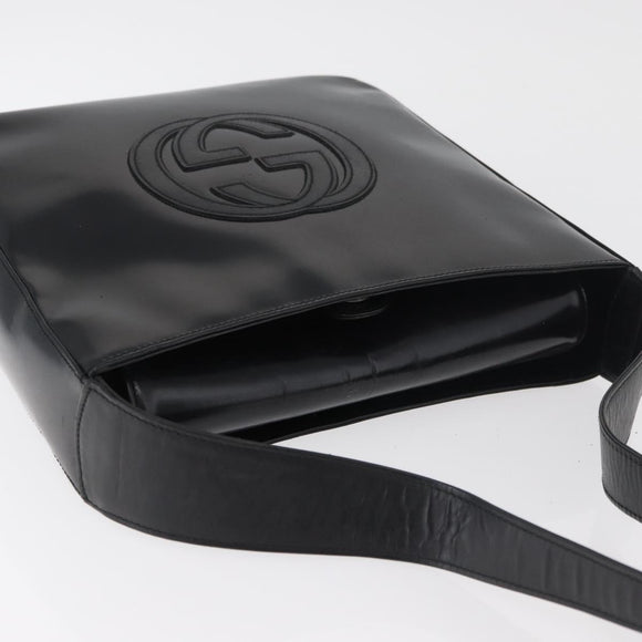 GUCCI Shoulder Bag Patent leather Black Silver 000 0506 1013 Auth bs34922