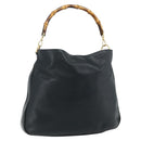 GUCCI Bamboo Shoulder Bag Leather Black Gold 001 1577 2615 Auth bs34923-1
