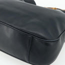 GUCCI Bamboo Shoulder Bag Leather Black Gold 001 1577 2615 Auth bs34923-9