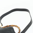 GUCCI Bamboo Hand Bag Leather 2way Black Gold 001 2123 1638 Auth bs34924-15