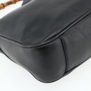 GUCCI Bamboo Hand Bag Leather 2way Black Gold 001 2123 1638 Auth bs34924-16
