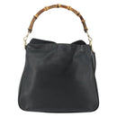 GUCCI Bamboo Hand Bag Leather 2way Black Gold 001 2123 1638 Auth bs34924-13