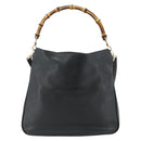 GUCCI Bamboo Hand Bag Leather 2way Black Gold 001 2123 1638 Auth bs34924-2