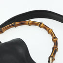GUCCI Bamboo Hand Bag Leather 2way Black Gold 001 2123 1638 Auth bs34924-14
