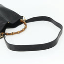 GUCCI Bamboo Hand Bag Leather 2way Black Gold 001 2123 1638 Auth bs34924-8