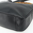 GUCCI Bamboo Shoulder Bag Leather 2way Black Gold 001 3444 1638 Auth bs34925-15