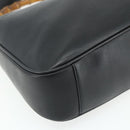 GUCCI Bamboo Shoulder Bag Leather 2way Black Gold 001 3444 1638 Auth bs34925-16