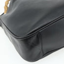 GUCCI Bamboo Shoulder Bag Leather 2way Black Gold 001 3444 1638 Auth bs34925-10