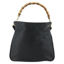 GUCCI Bamboo Shoulder Bag Leather 2way Black Gold 001 3444 1638 Auth bs34925-13