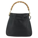 GUCCI Bamboo Shoulder Bag Leather 2way Black Gold 001 3444 1638 Auth bs34925-2
