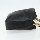 GUCCI Bamboo Shoulder Bag Leather 2way Black Gold 001 3444 1638 Auth bs34925-4