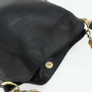 GUCCI Bamboo Shoulder Bag Leather 2way Black Gold 001 3444 1638 Auth bs34925-6