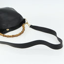 GUCCI Bamboo Shoulder Bag Leather 2way Black Gold 001 3444 1638 Auth bs34925-9