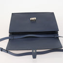LOEWE Anagram Business Bag Leather 2way Navy Silver Auth bs34926-17