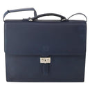 LOEWE Anagram Business Bag Leather 2way Navy Silver Auth bs34926-2