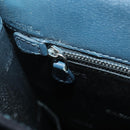 LOEWE Anagram Business Bag Leather 2way Navy Silver Auth bs34926-22