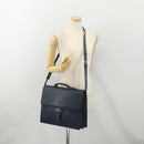LOEWE Anagram Business Bag Leather 2way Navy Silver Auth bs34926-25