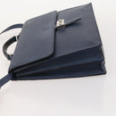 LOEWE Anagram Business Bag Leather 2way Navy Silver Auth bs34926-5