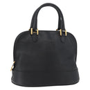LOEWE Anagram Hand Bag Leather Black Gold Auth bs34927-1