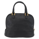 LOEWE Anagram Hand Bag Leather Black Gold Auth bs34927-2