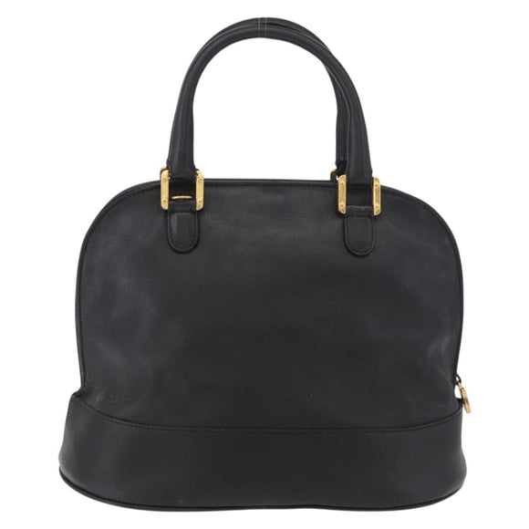 LOEWE Anagram Hand Bag Leather Black Gold Auth bs34927