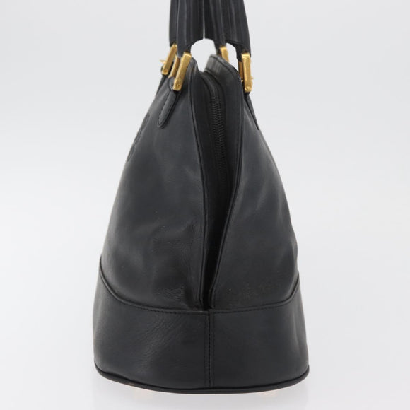 LOEWE Anagram Hand Bag Leather Black Gold Auth bs34927