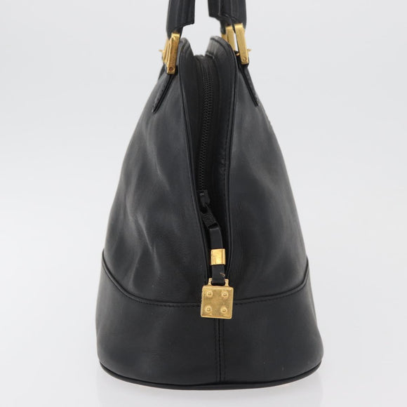 LOEWE Anagram Hand Bag Leather Black Gold Auth bs34927