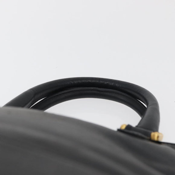 LOEWE Anagram Hand Bag Leather Black Gold Auth bs34927