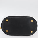 LOEWE Anagram Hand Bag Leather Black Gold Auth bs34927-5