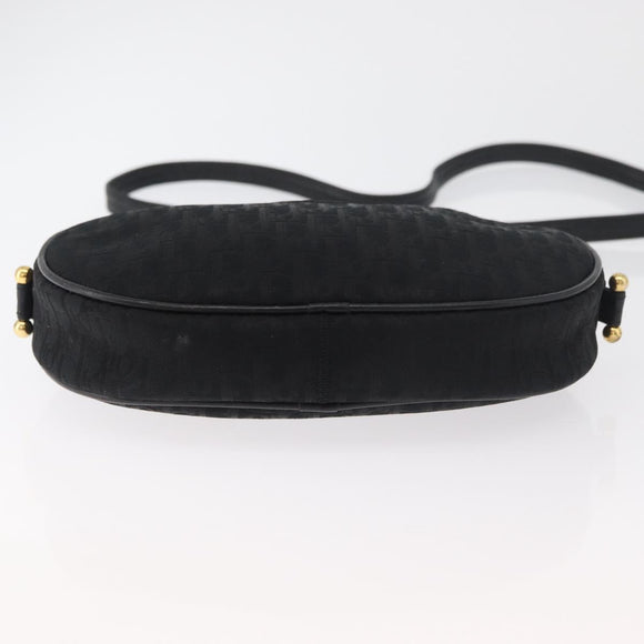 Christian Dior Trotter Canvas Shoulder Bag Black Gold Auth bs34928A