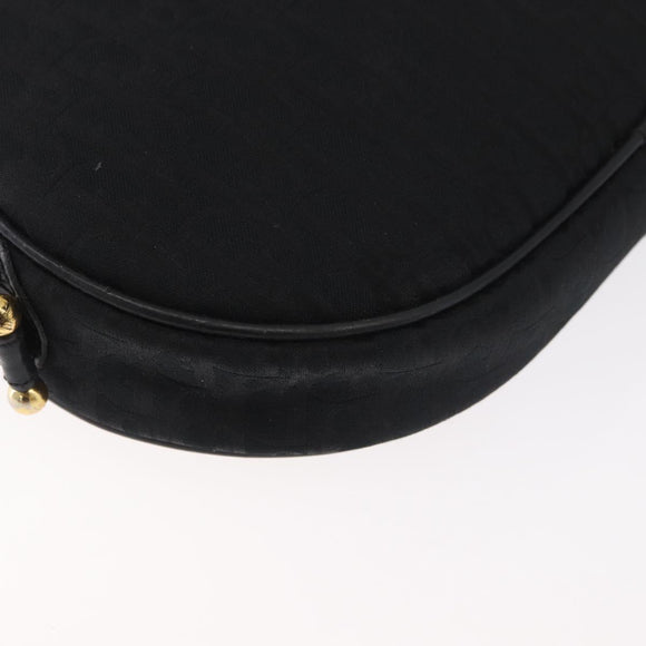 Christian Dior Trotter Canvas Shoulder Bag Black Gold Auth bs34928A