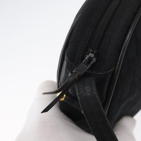 Christian Dior Trotter Canvas Shoulder Bag Black Gold Auth bs34928A