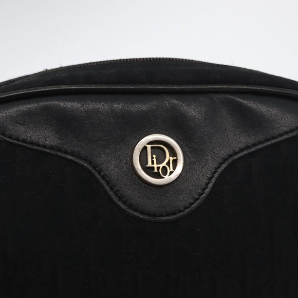 Christian Dior Trotter Canvas Shoulder Bag Black Gold Auth bs34928A