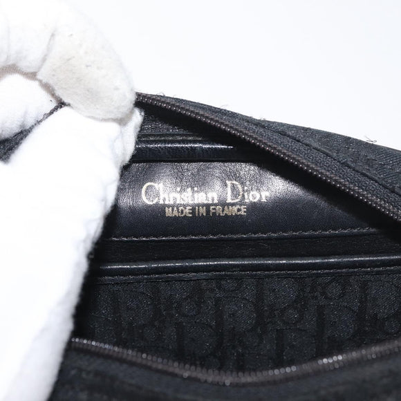 Christian Dior Trotter Canvas Shoulder Bag Black Gold Auth bs34928A