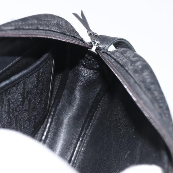 Christian Dior Trotter Canvas Shoulder Bag Black Gold Auth bs34928A