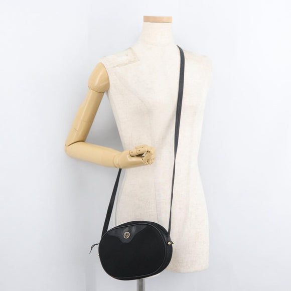 Christian Dior Trotter Canvas Shoulder Bag Black Gold Auth bs34928A