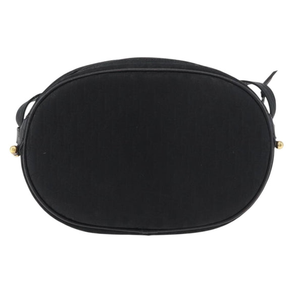 Christian Dior Trotter Canvas Shoulder Bag Black Gold Auth bs34928A